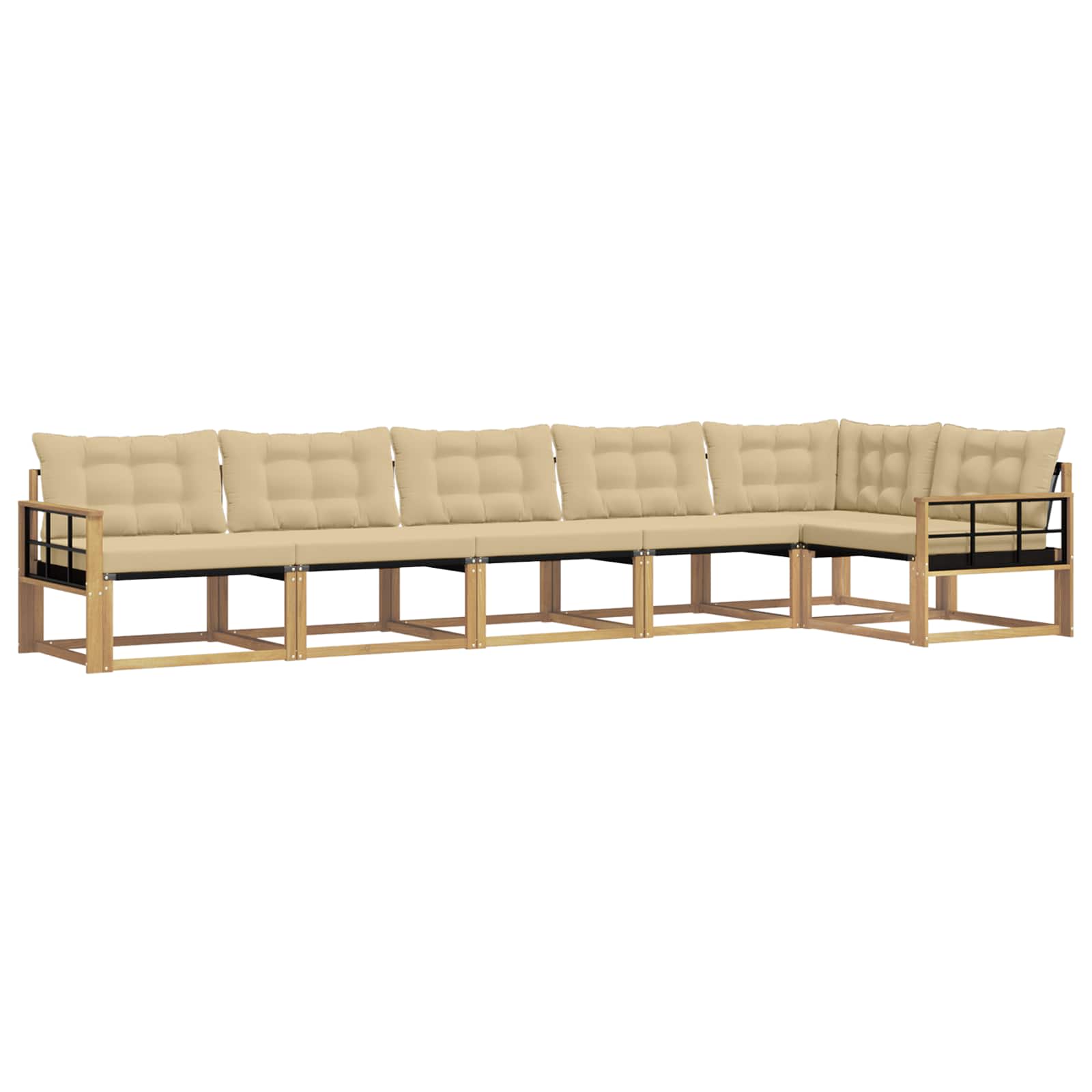 Outdoor-Sofagarnitur mit Kissen 6 pcs Weiß und Beige