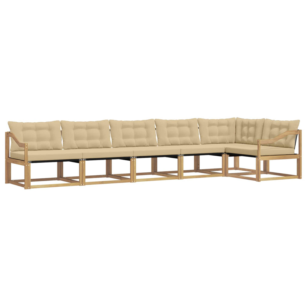 Outdoor-Sofagarnitur mit Kissen 6 pcs Weiß und Beige