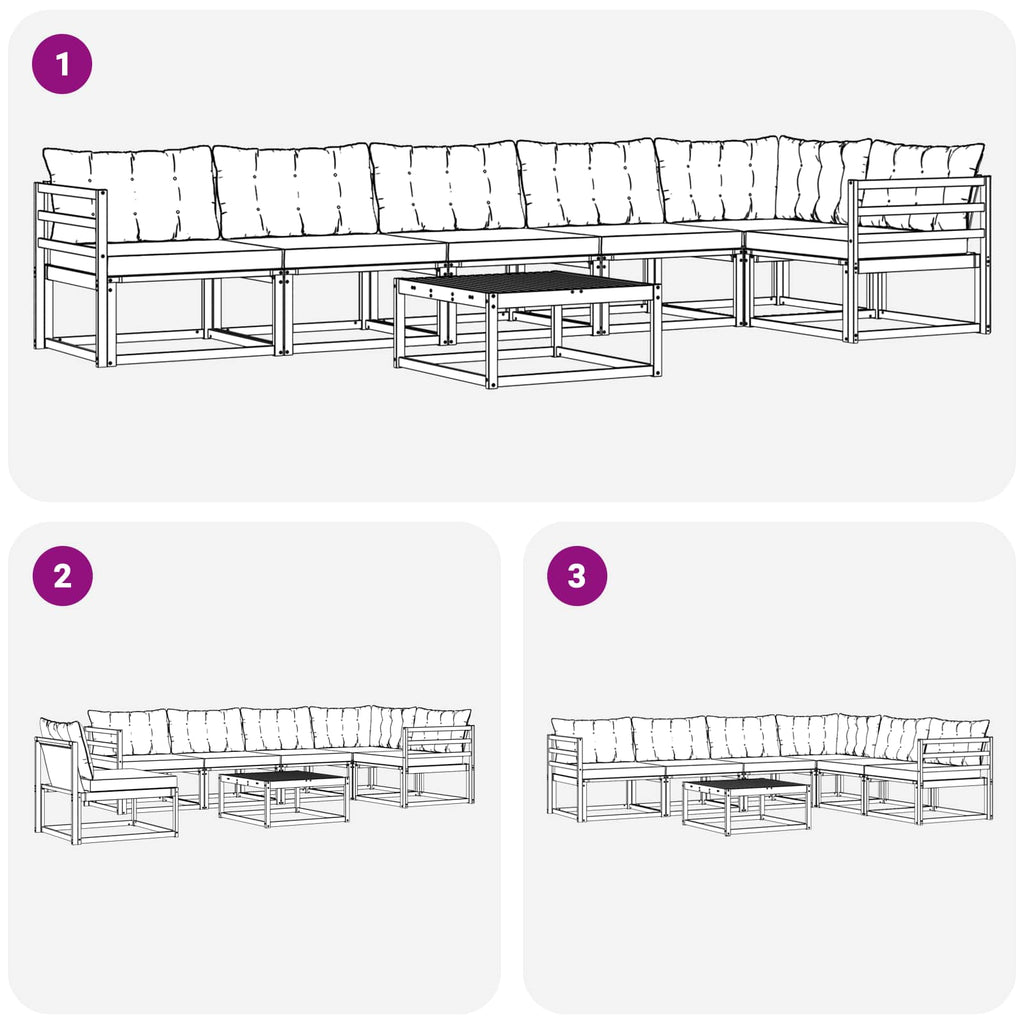 Outdoor-Sofagarnitur 7 pcs Weiß und Creme 79 x 79 x 37 cm
