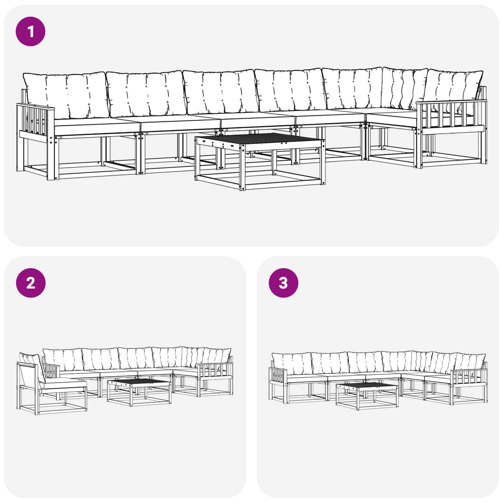 Outdoor-Sofagarnitur 7 pcs Weiß und Schwarz 79 x 79 x 37 cm