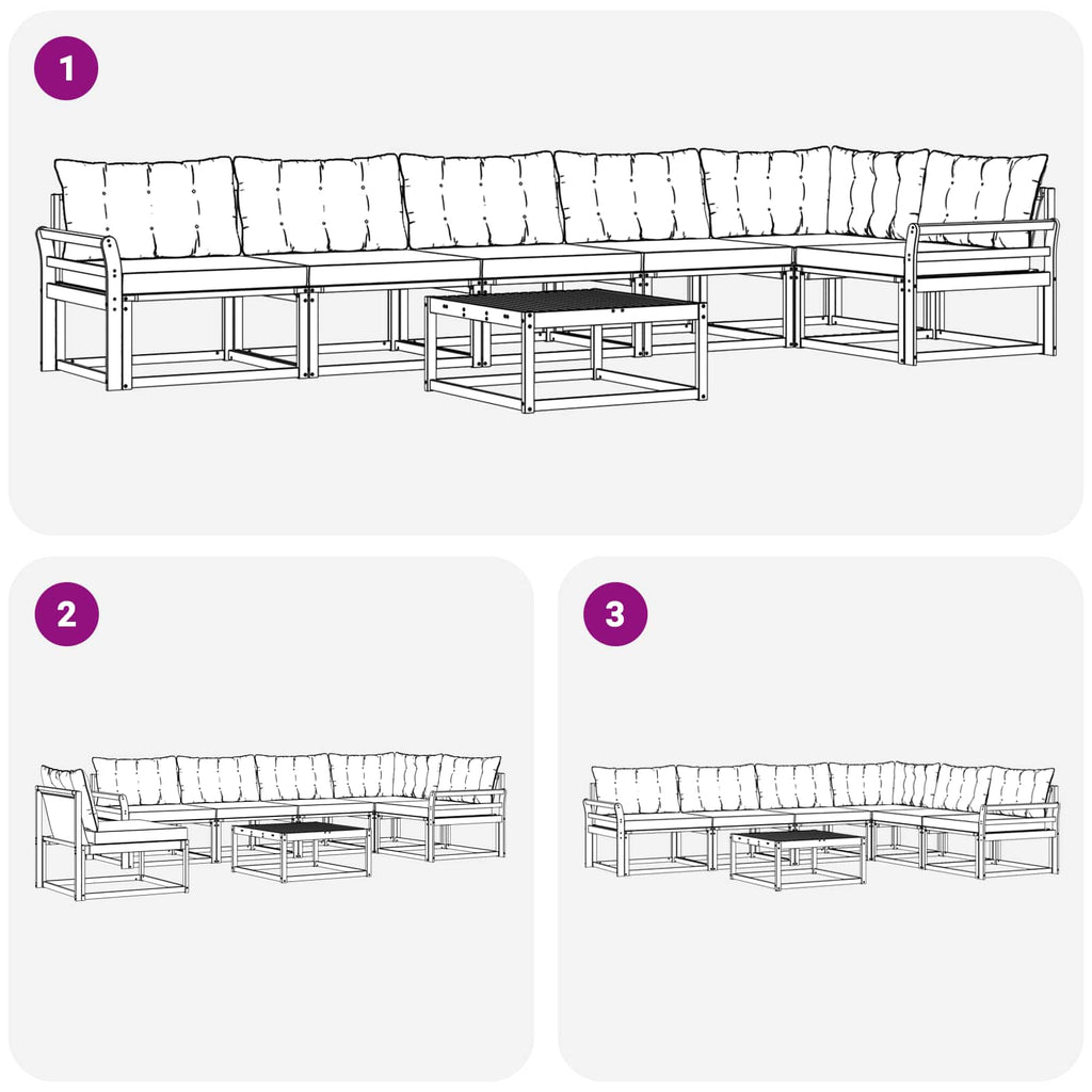 Outdoor-Sofagarnitur 7 pcs Weiß und Creme 79 x 79 x 37 cm