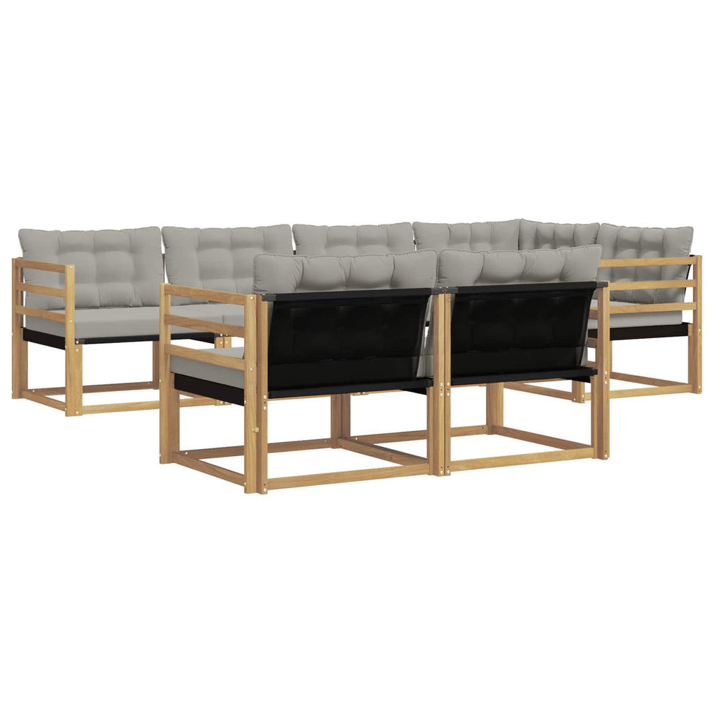Outdoor-Sofagarnitur mit Kissen 7 pcs Weiß und Hellgrau