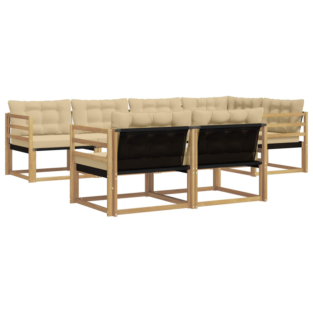 Outdoor-Sofagarnitur mit Kissen 7 pcs Weiß und Beige
