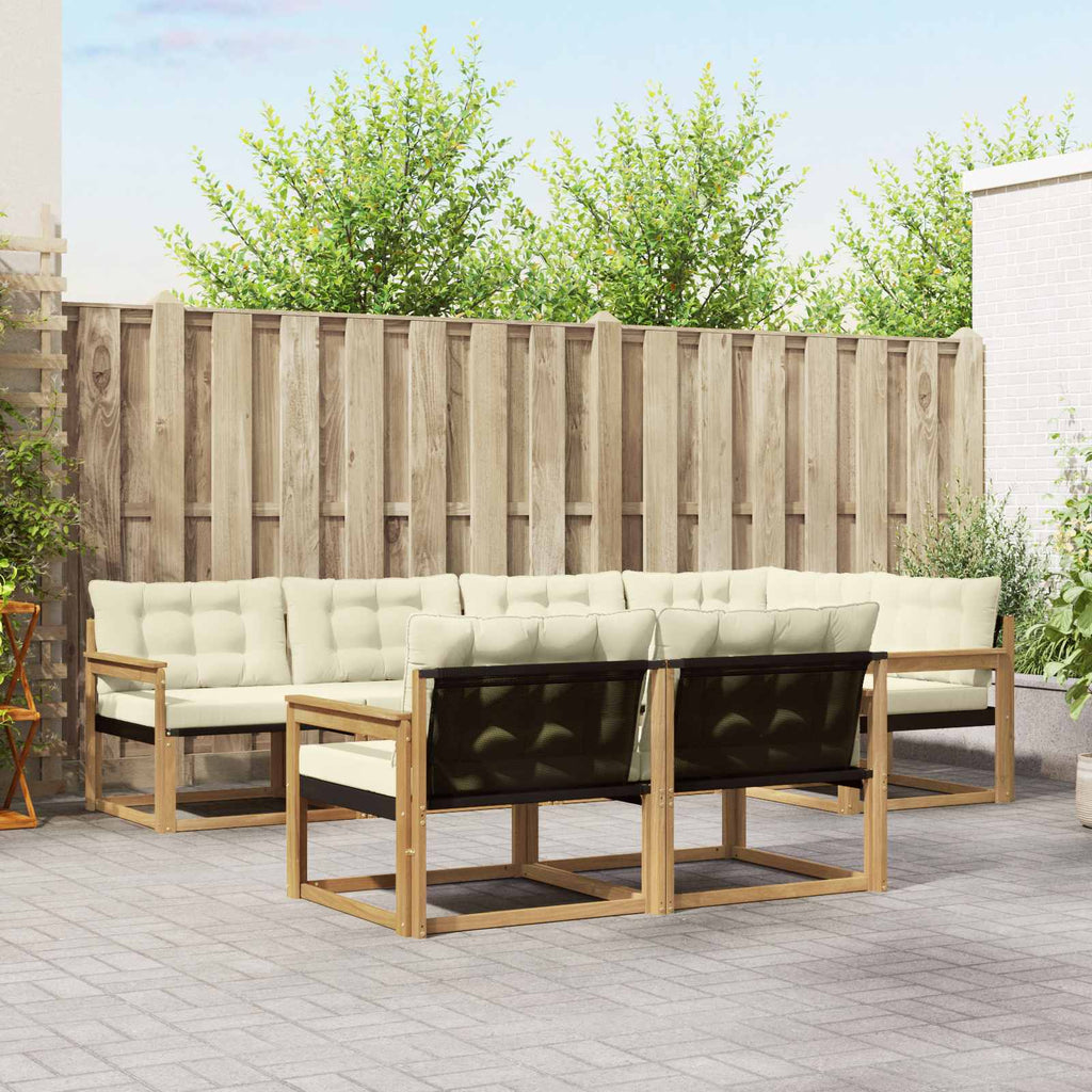 Outdoor-Sofagarnitur mit Kissen 7 pcs Weiß und Creme