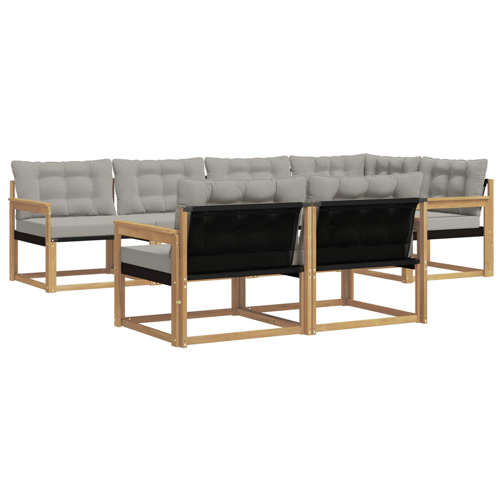 Outdoor-Sofagarnitur mit Kissen 7 pcs Weiß und Hellgrau