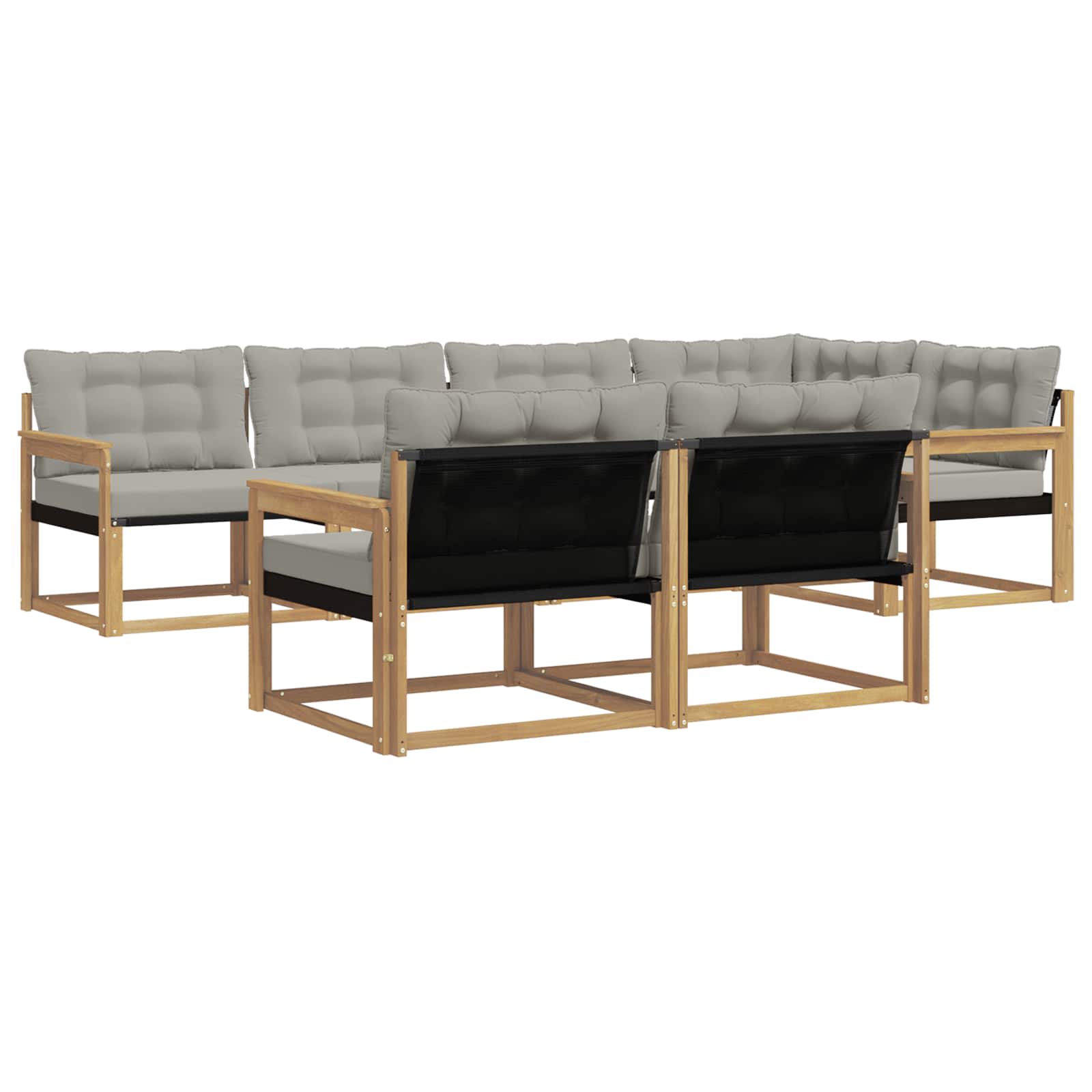 Outdoor-Sofagarnitur mit Kissen 7 pcs Weiß und Hellgrau