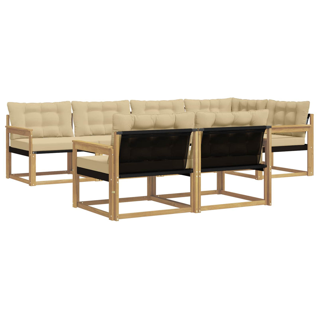 Outdoor-Sofagarnitur mit Kissen 7 pcs Weiß und Beige
