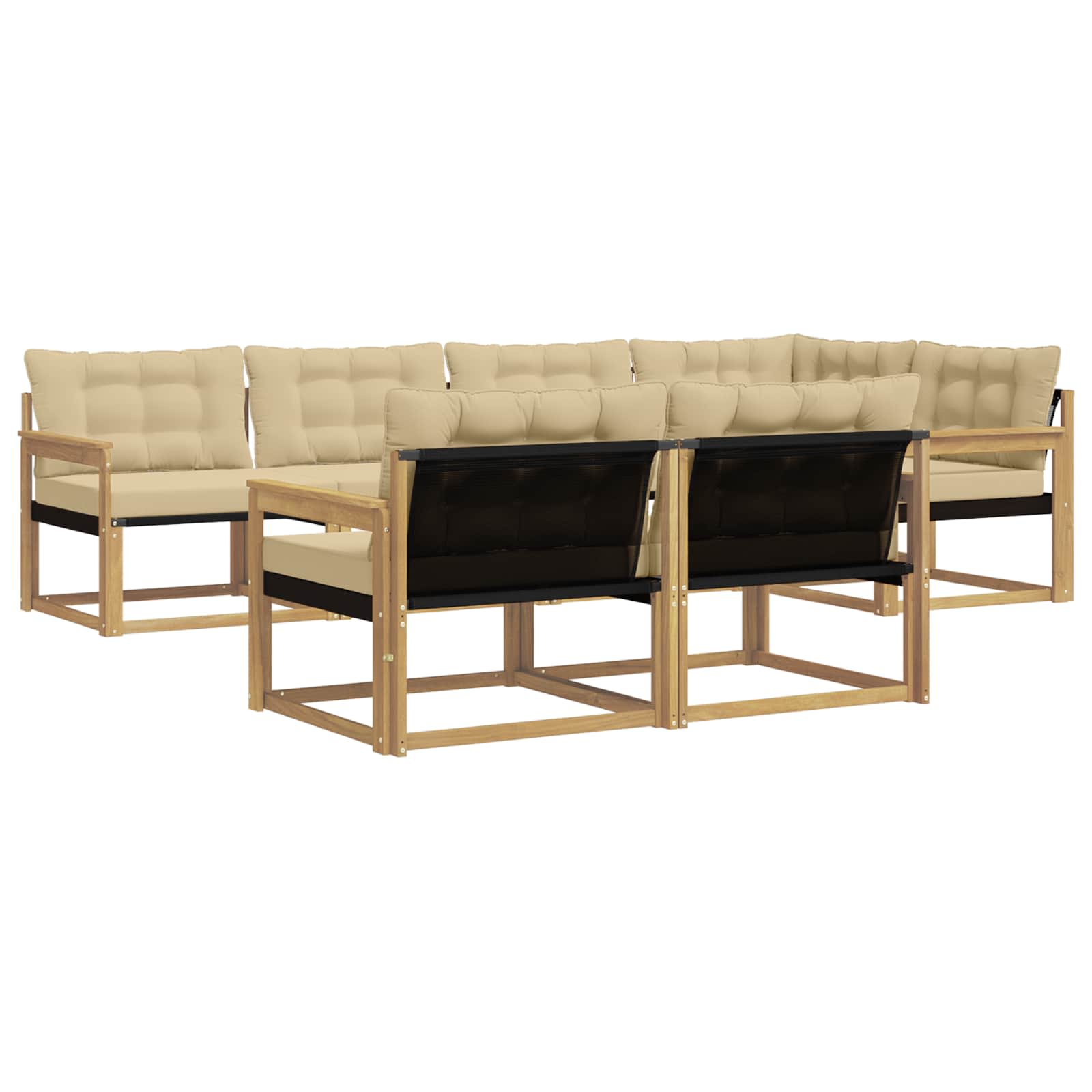 Outdoor-Sofagarnitur mit Kissen 7 pcs Weiß und Beige