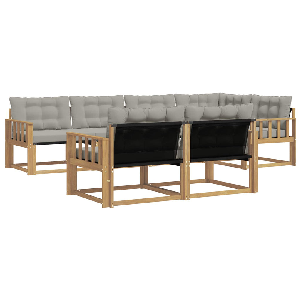 Outdoor-Sofagarnitur mit Kissen 7 pcs Weiß und Hellgrau