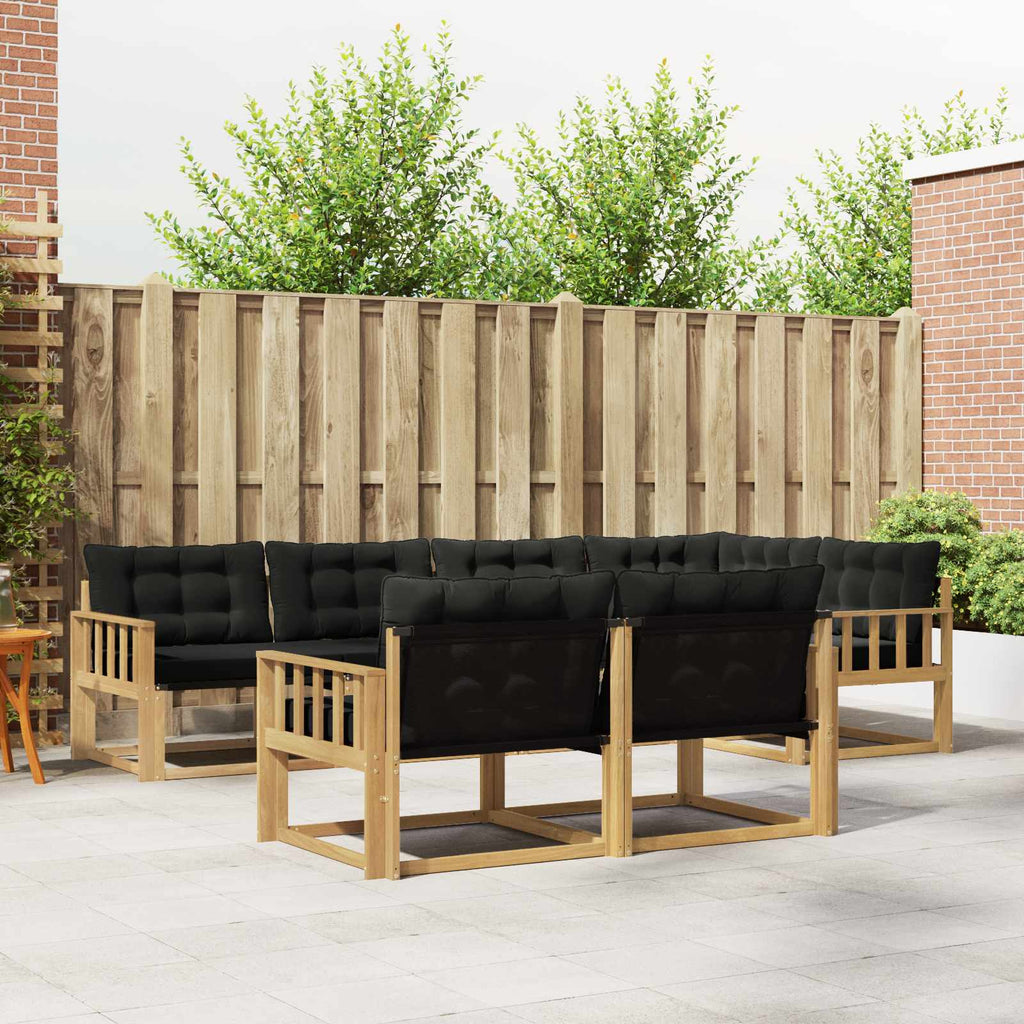 Outdoor-Sofagarnitur mit Kissen 7 pcs Weiß und Schwarz