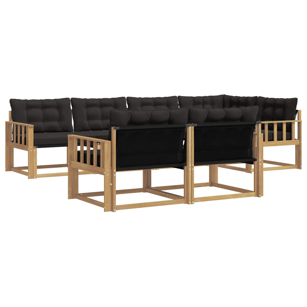 Outdoor-Sofagarnitur mit Kissen 7 pcs Weiß und Schwarz