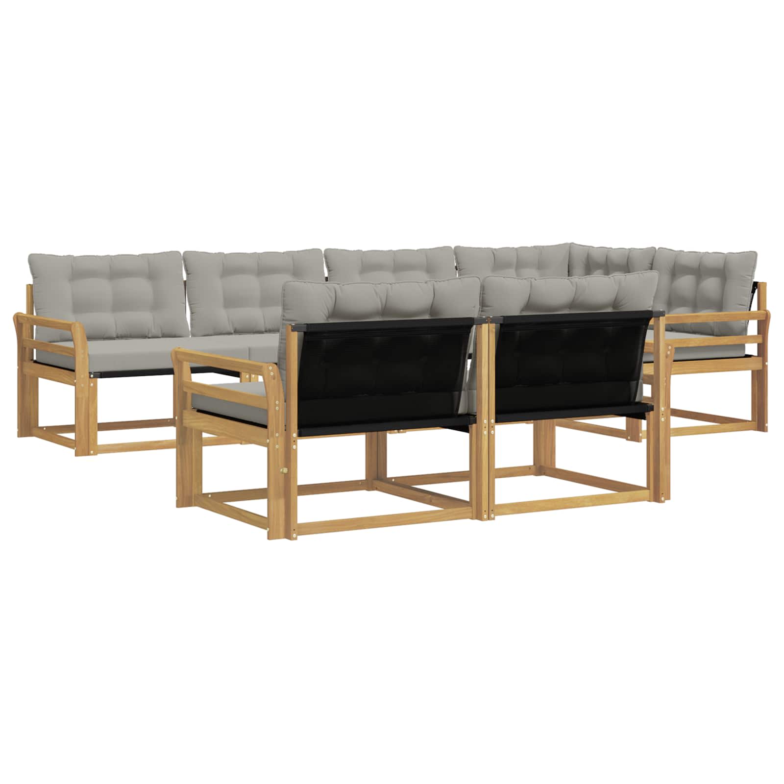 Outdoor-Sofagarnitur mit Kissen 7 pcs Weiß und Hellgrau