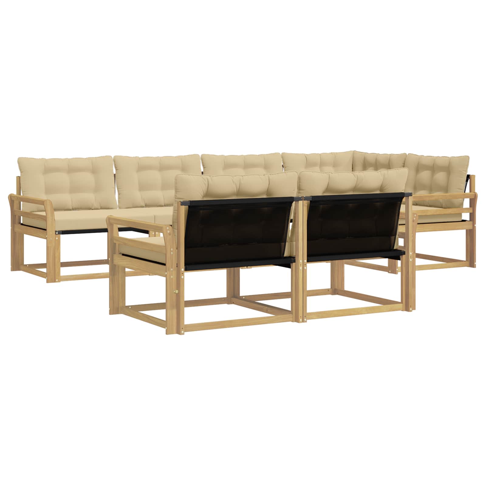 Outdoor-Sofagarnitur mit Kissen 7 pcs Weiß und Beige
