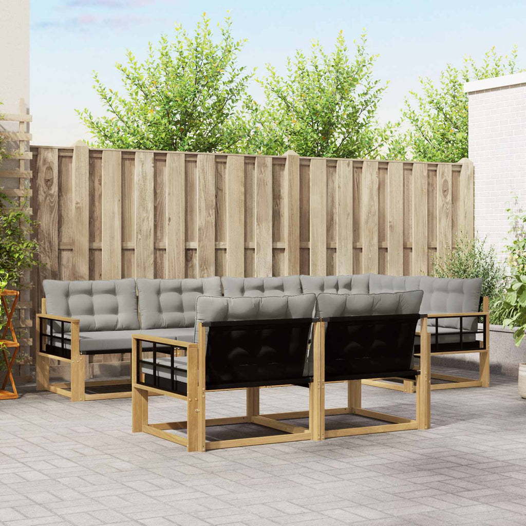 Outdoor-Sofagarnitur 7 pcs Weiß und Hellgrau