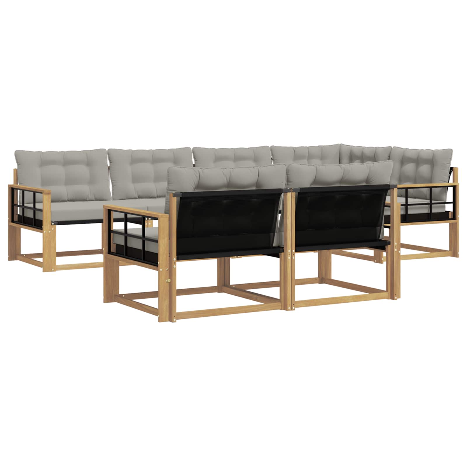 Outdoor-Sofagarnitur 7 pcs Weiß und Hellgrau