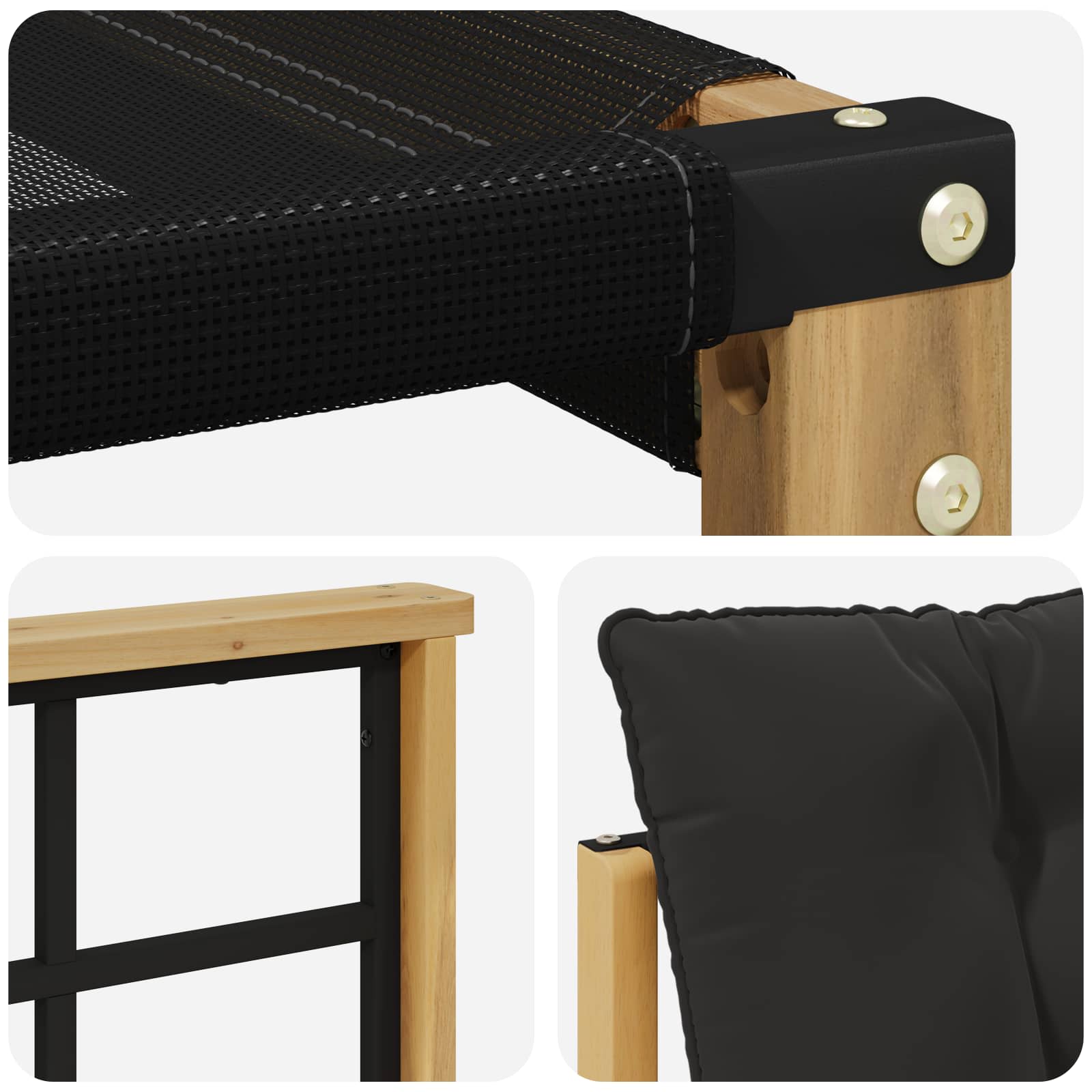 Outdoor-Sofagarnitur mit Kissen 7 pcs Weiß und Schwarz