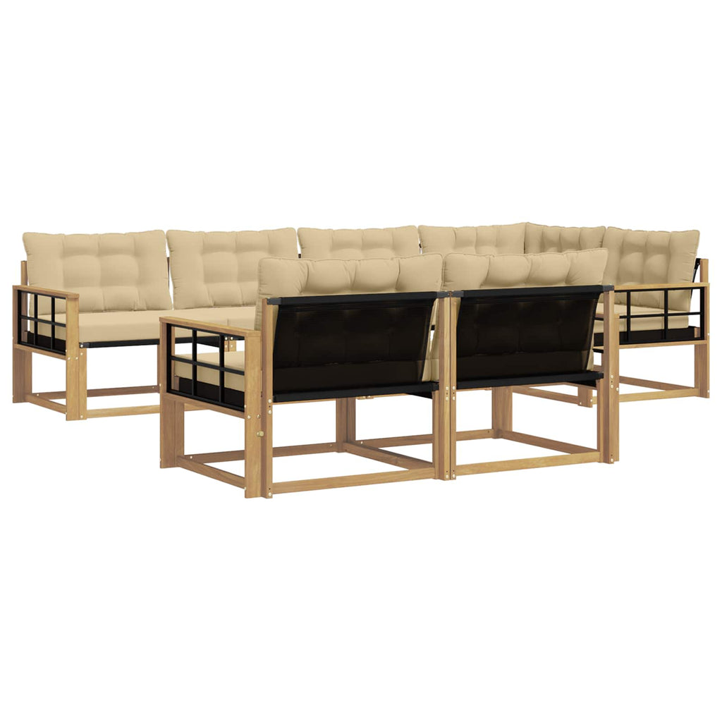 Outdoor-Sofagarnitur mit Kissen 7 pcs Weiß und Beige