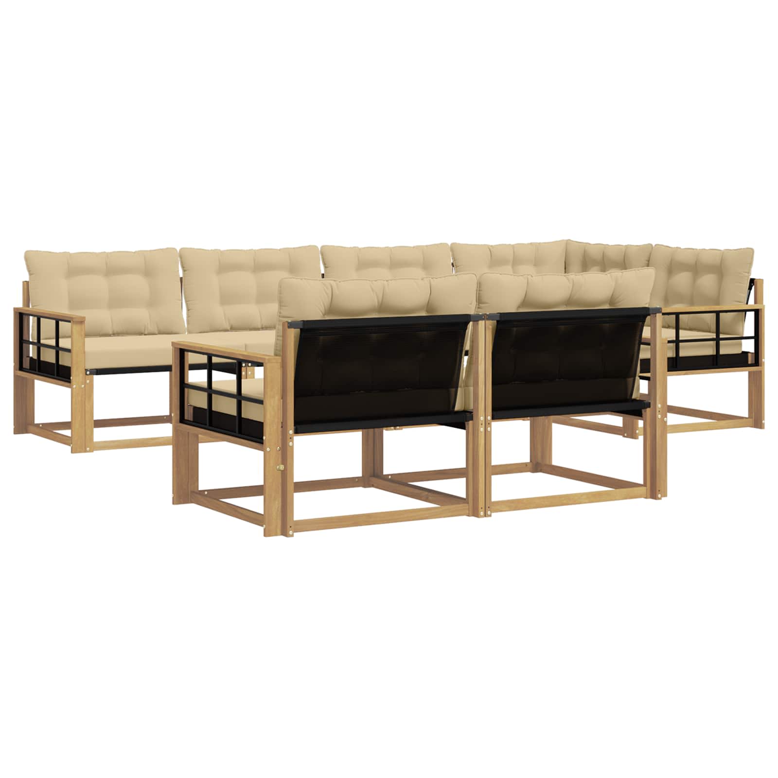 Outdoor-Sofagarnitur mit Kissen 7 pcs Weiß und Beige