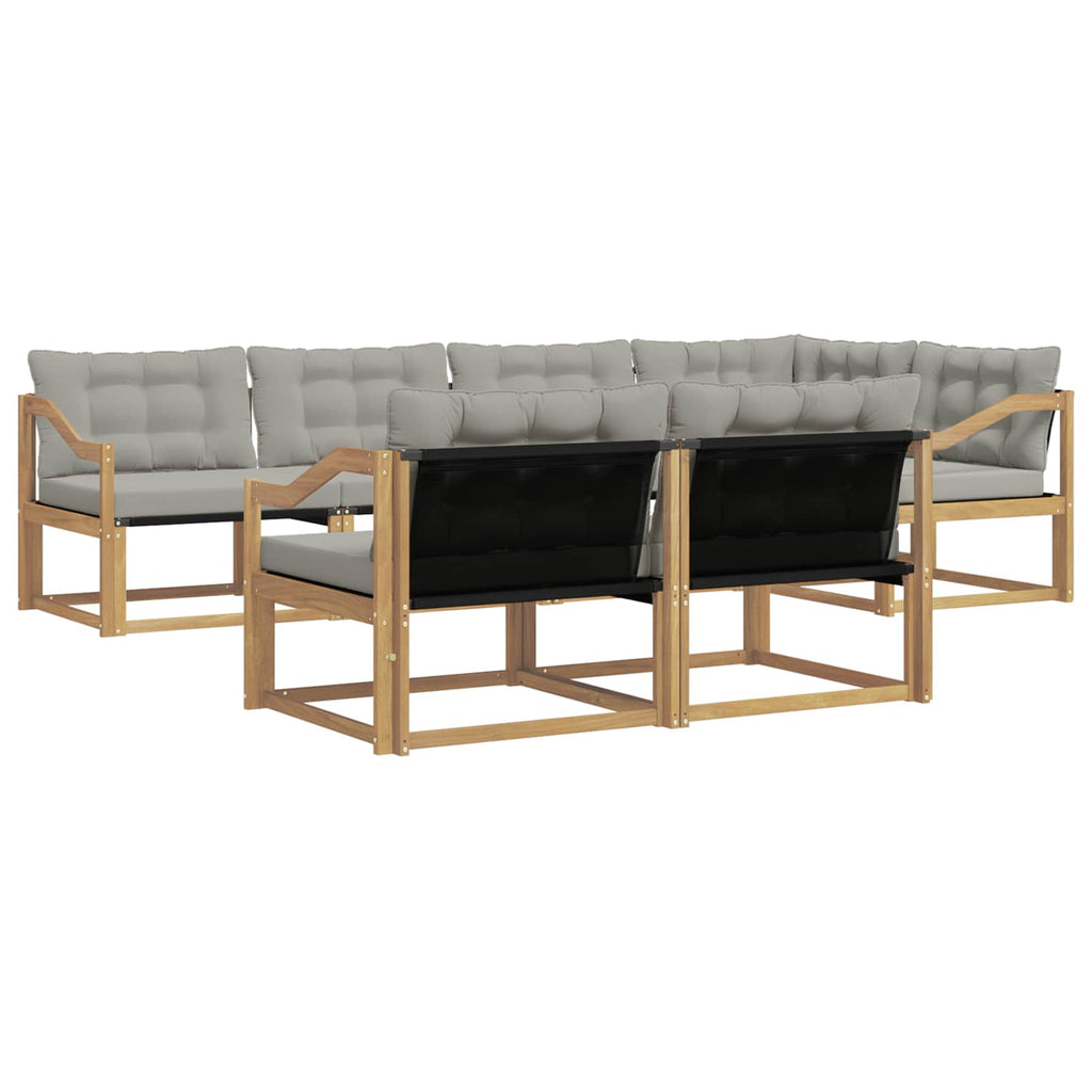 Outdoor-Sofagarnitur mit Kissen 7 pcs Weiß und Hellgrau