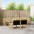 Outdoor-Sofagarnitur mit Kissen 7 pcs Weiß und Beige