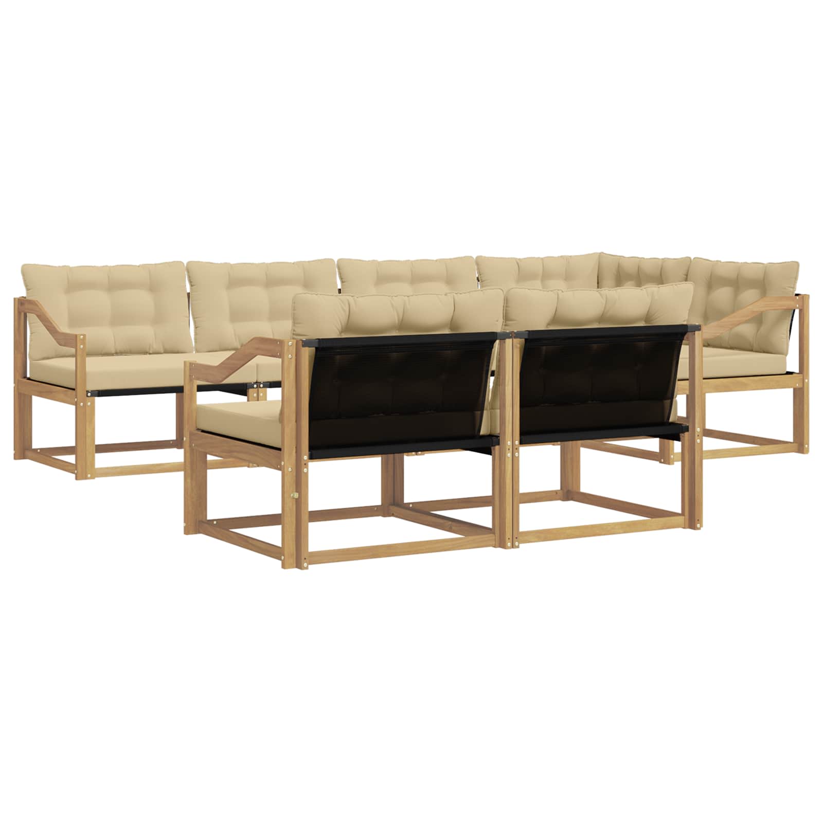 Outdoor-Sofagarnitur mit Kissen 7 pcs Weiß und Beige