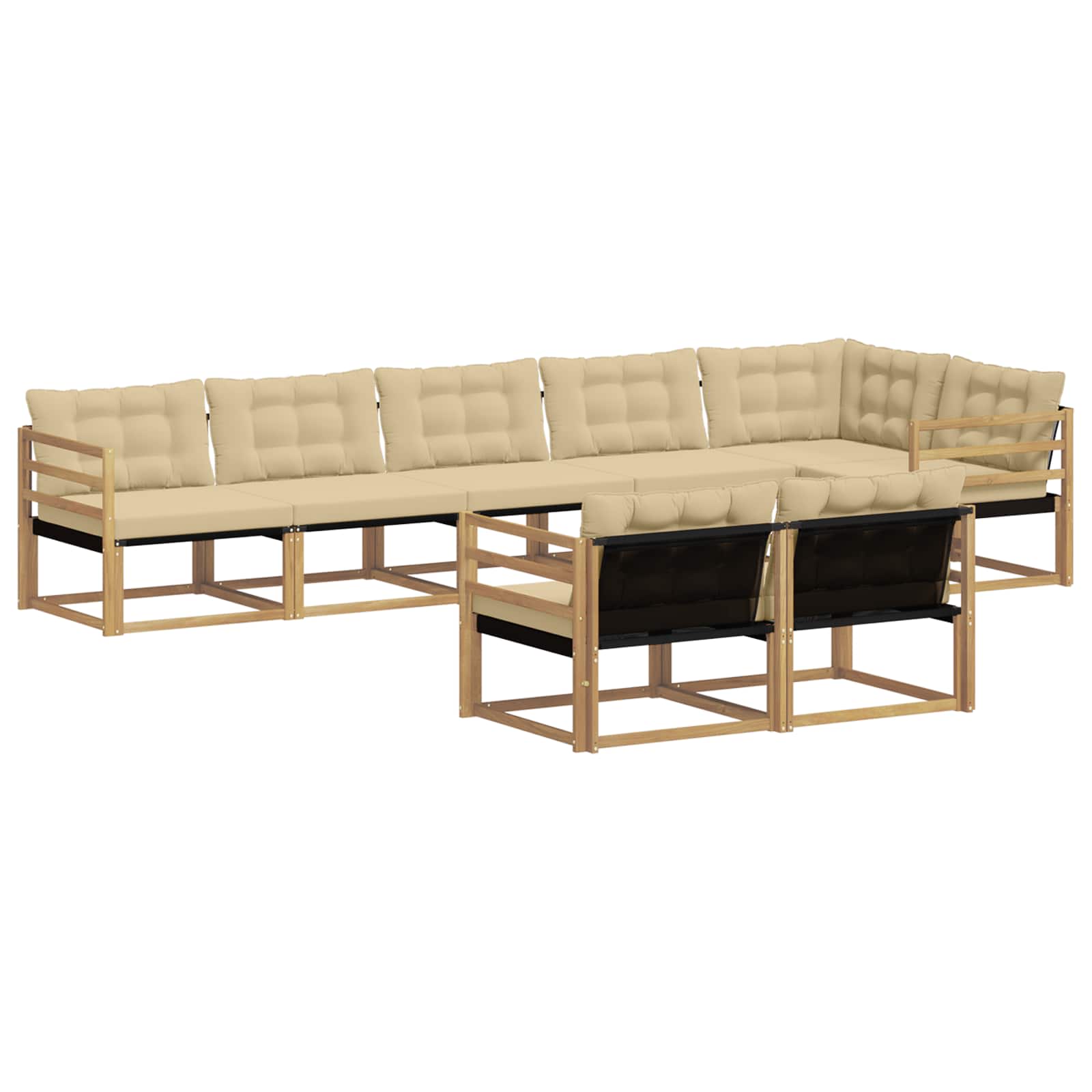 Outdoor-Sofagarnitur mit Kissen 8 pcs Weiß und Beige