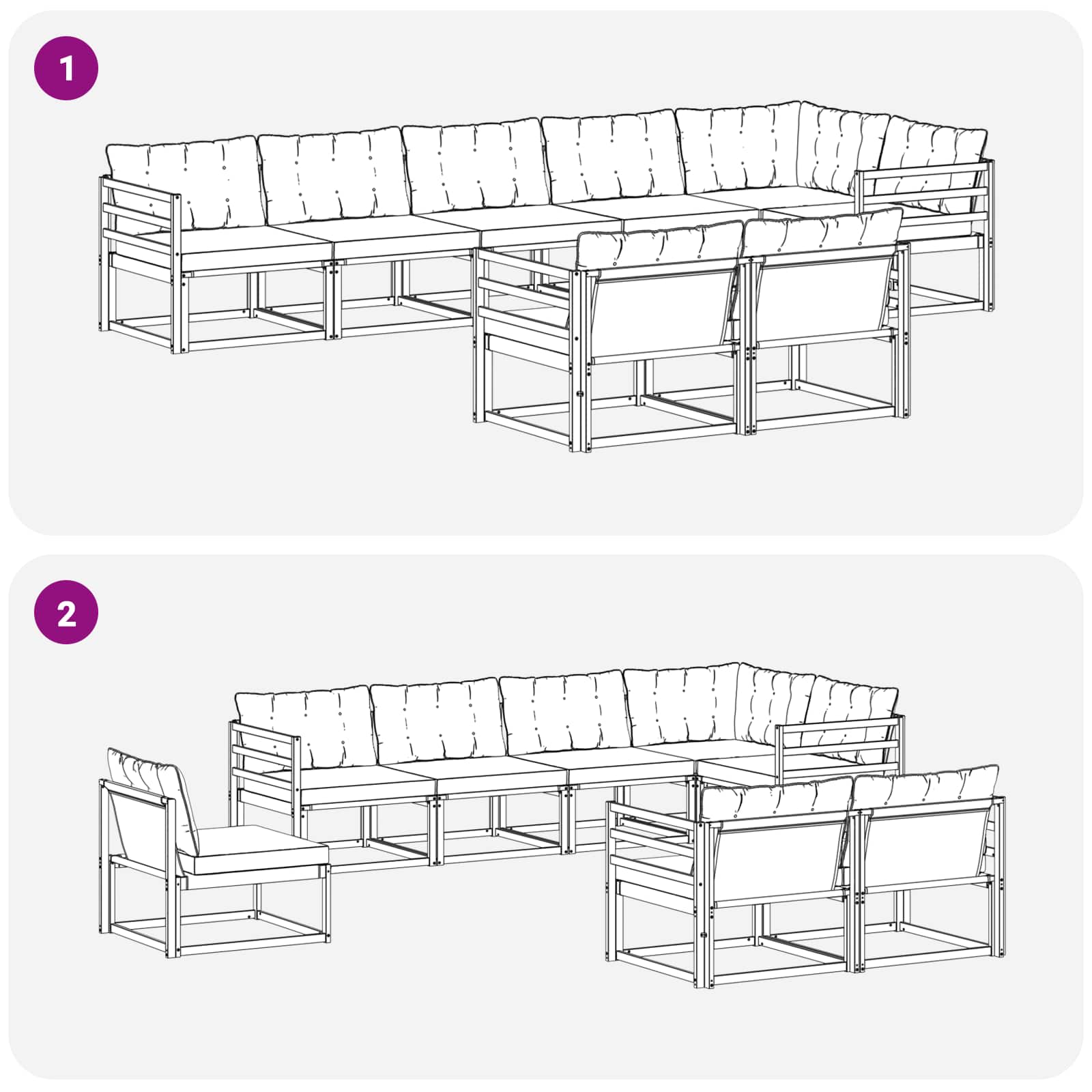 Outdoor-Sofagarnitur mit Kissen 8 pcs Weiß und Beige