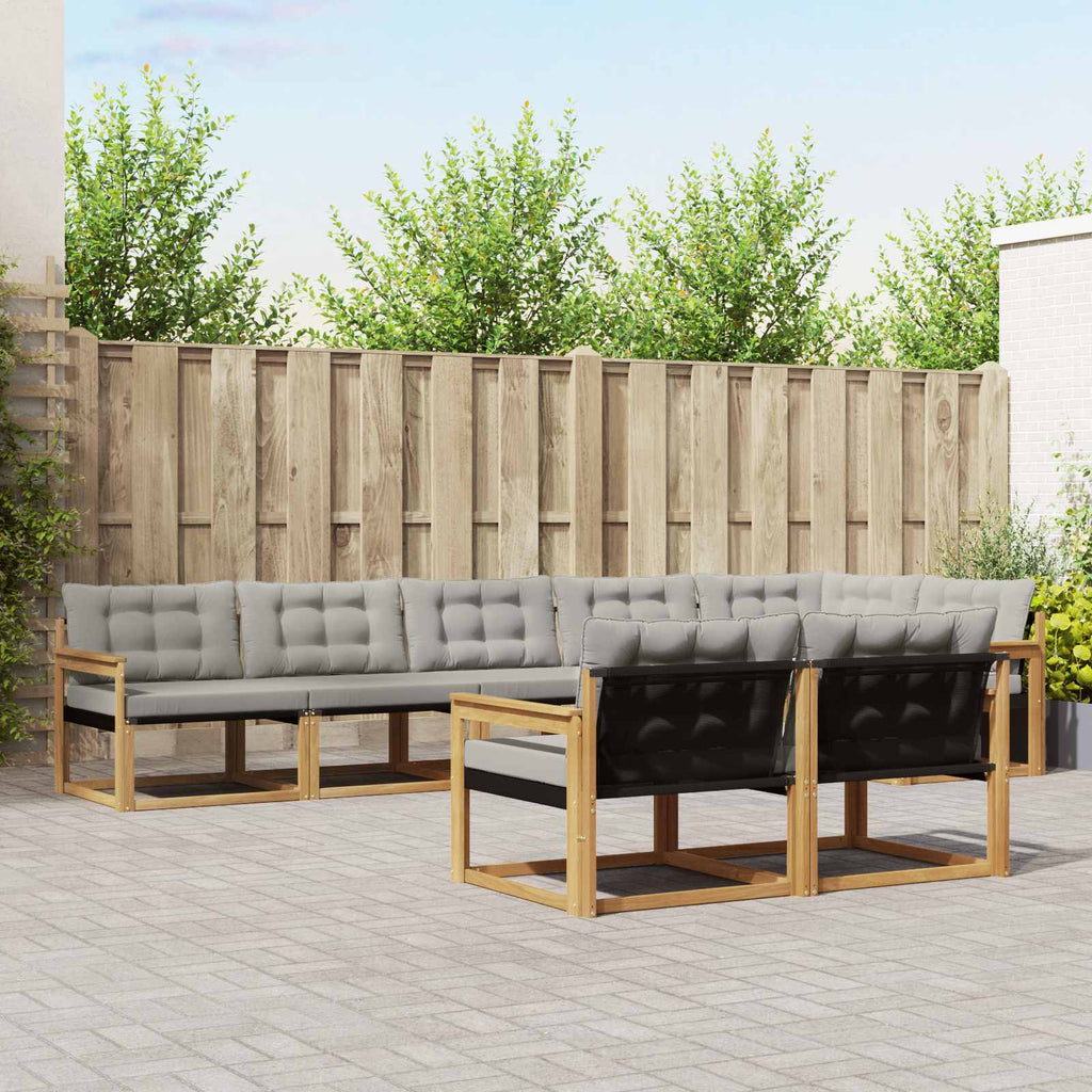 Outdoor-Sofagarnitur mit Kissen 8 pcs Weiß und Hellgrau