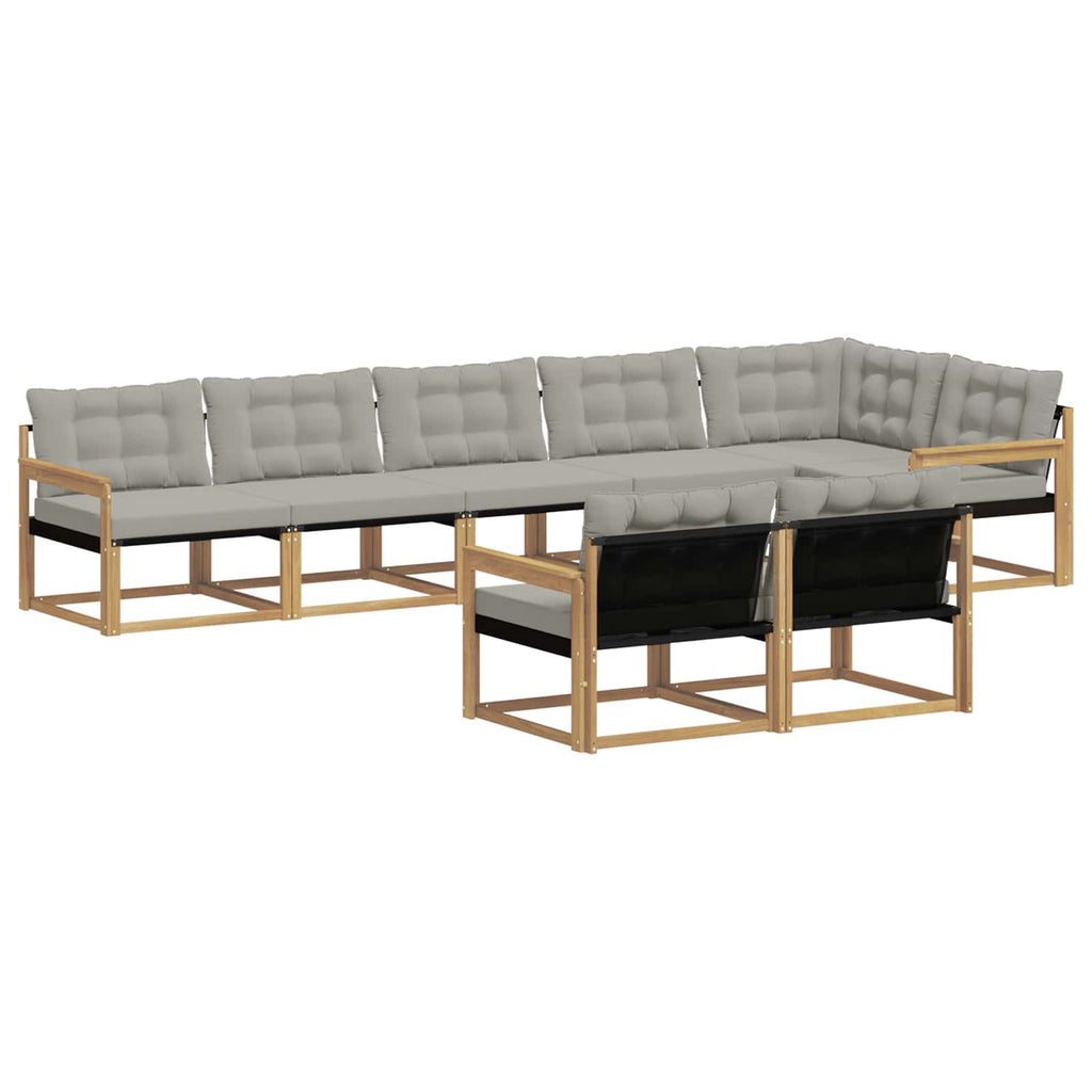 Outdoor-Sofagarnitur mit Kissen 8 pcs Weiß und Hellgrau