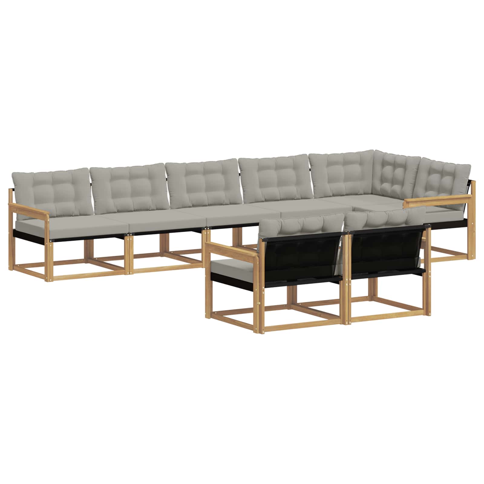 Outdoor-Sofagarnitur mit Kissen 8 pcs Weiß und Hellgrau