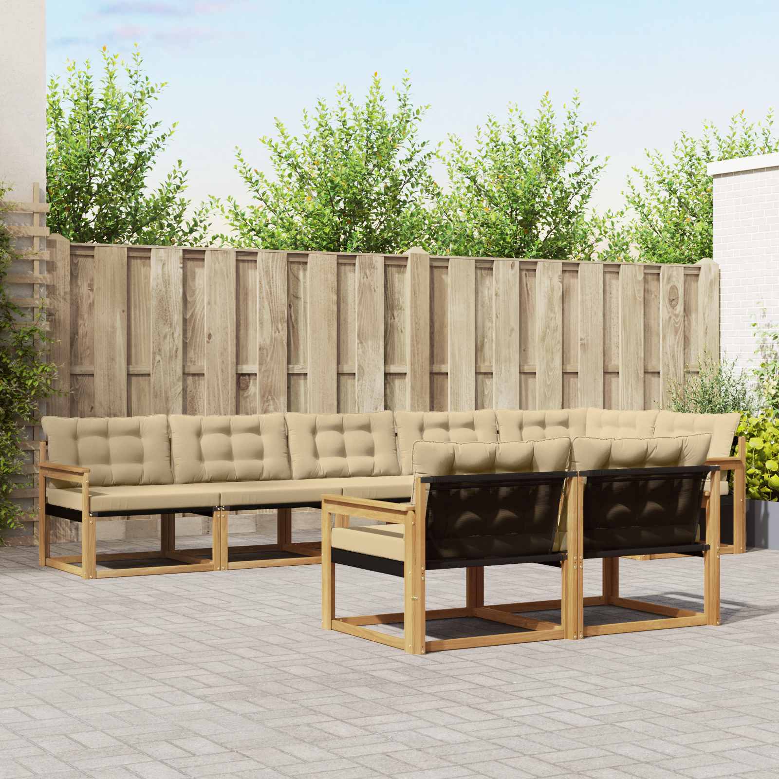 Outdoor-Sofagarnitur mit Kissen 8 pcs Weiß und Beige