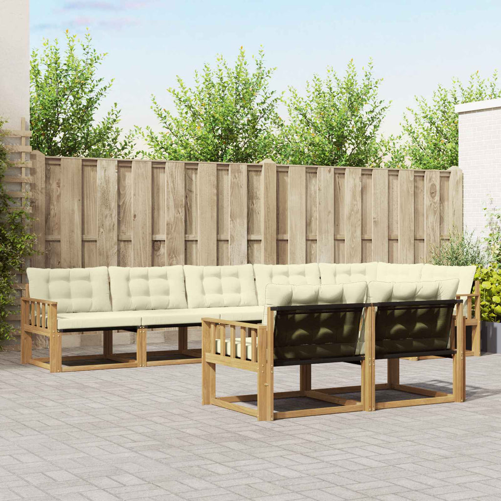 Outdoor-Sofagarnitur mit Kissen 8 pcs Weiß und Creme