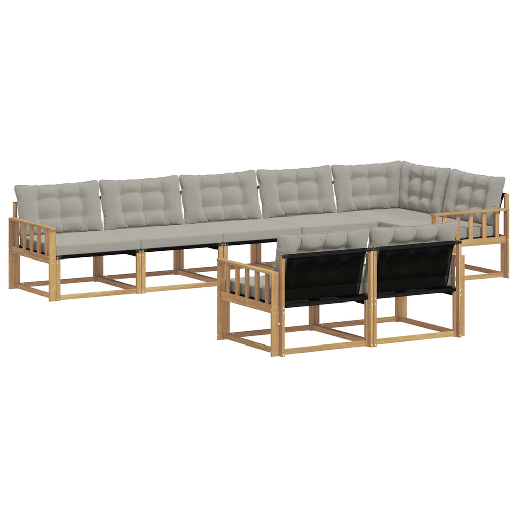 Outdoor-Sofagarnitur mit Kissen 8 pcs Weiß und Hellgrau
