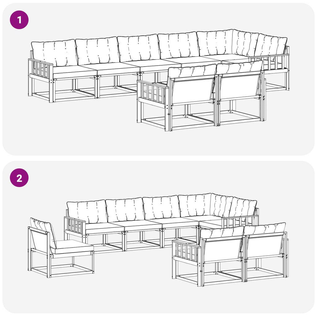 Outdoor-Sofagarnitur mit Kissen 8 pcs Weiß und Schwarz