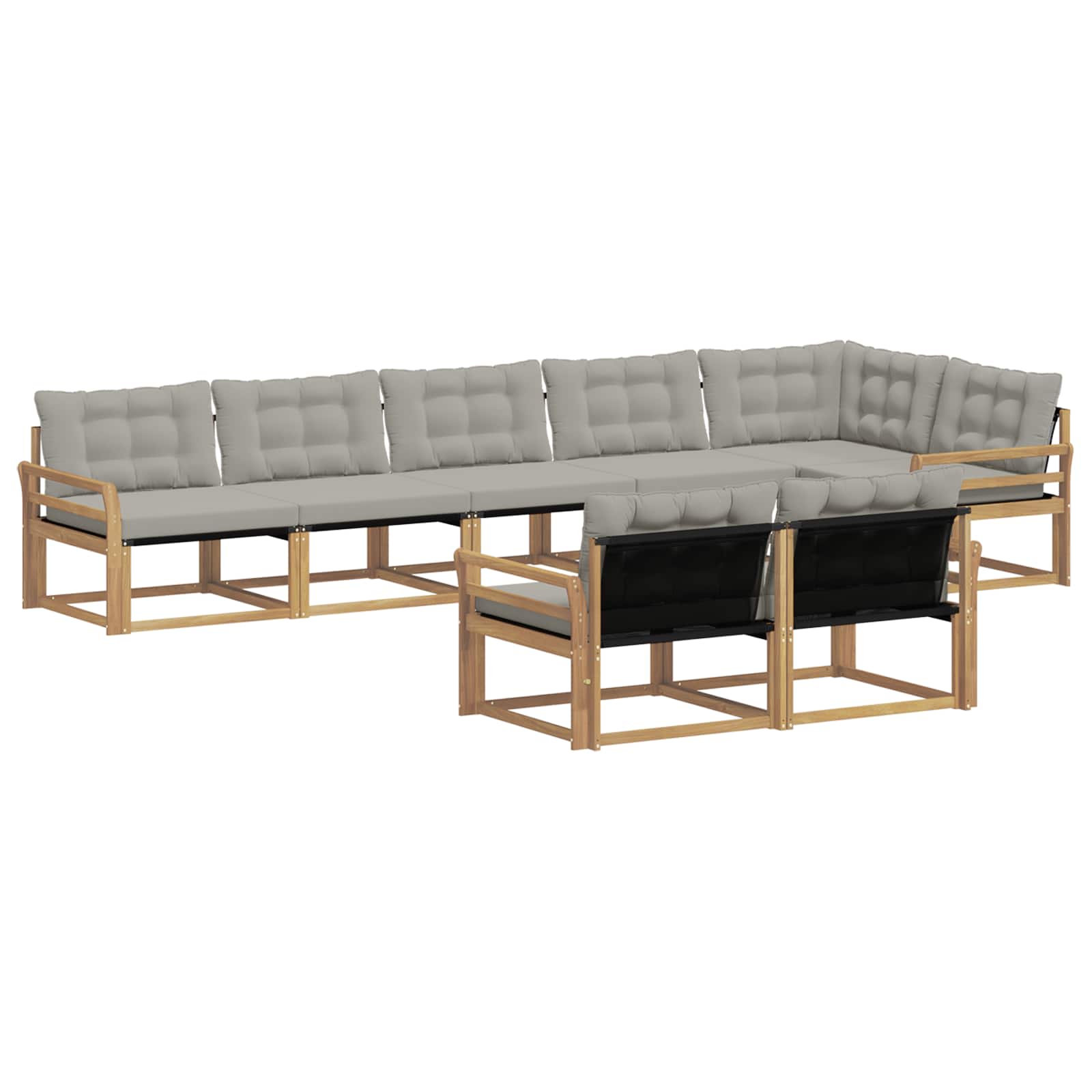 Outdoor-Sofagarnitur mit Kissen 8 pcs Weiß und Hellgrau