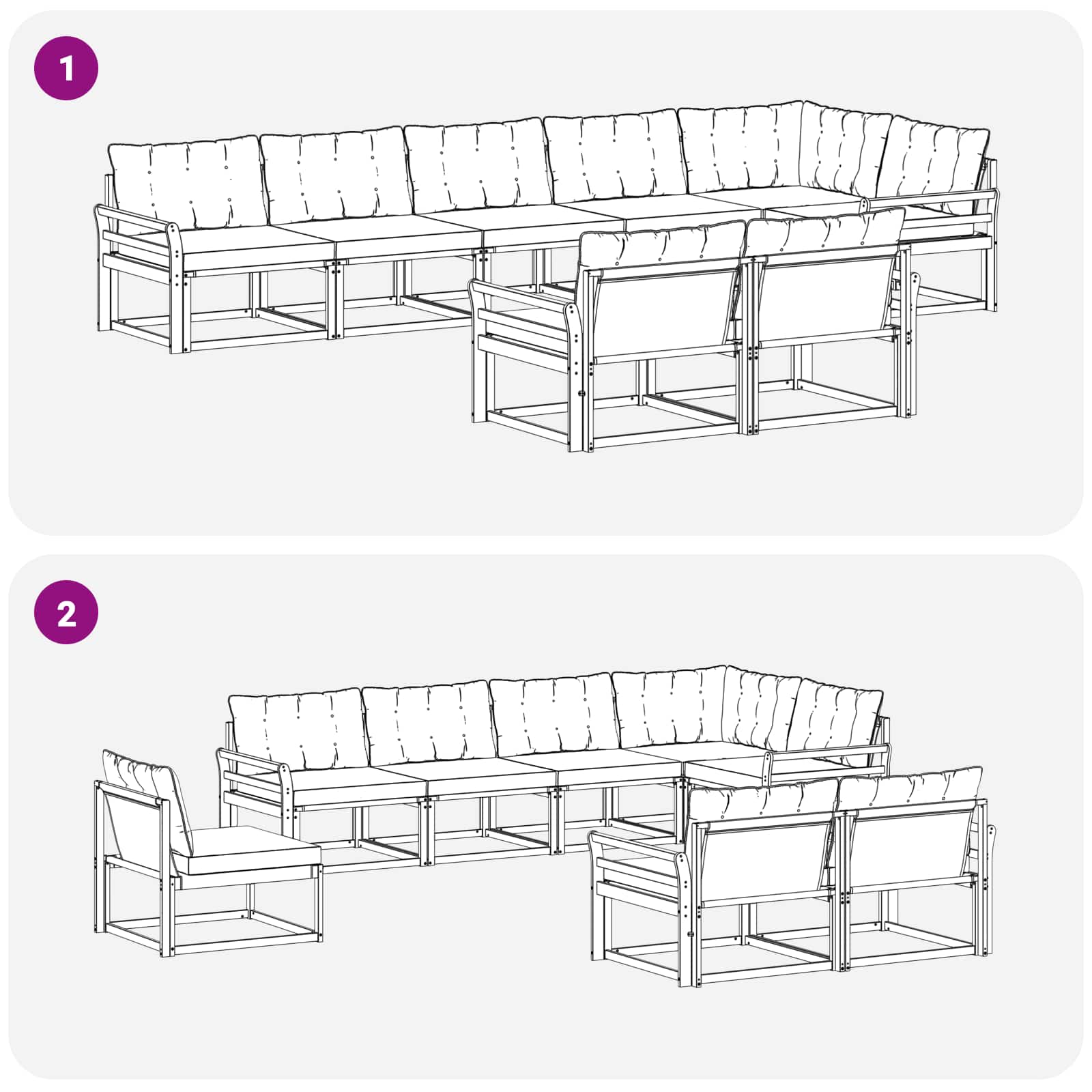 Outdoor-Sofagarnitur mit Kissen 8 pcs Weiß und Schwarz