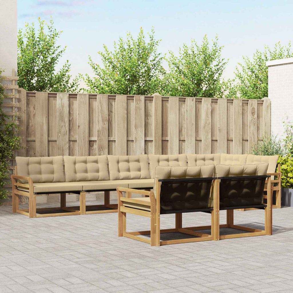 Outdoor-Sofagarnitur mit Kissen 8 pcs Weiß und Beige