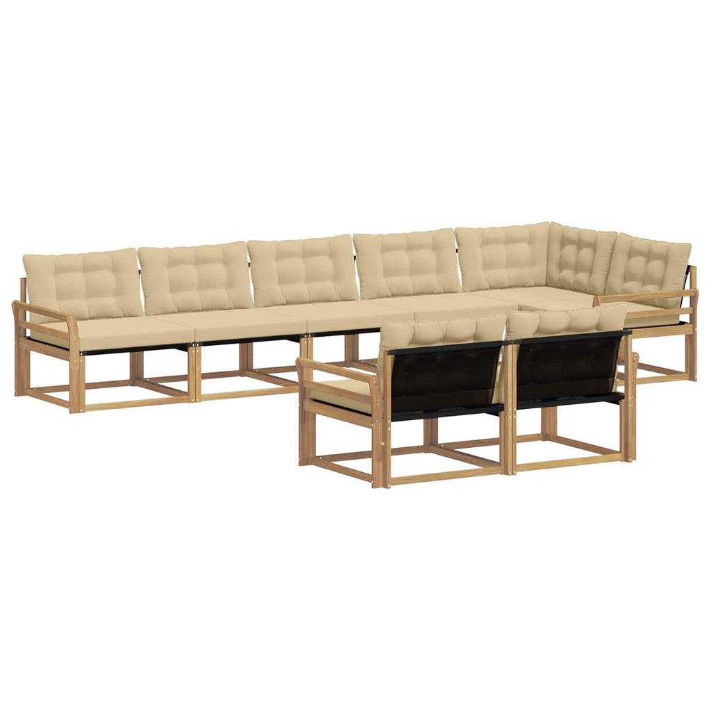Outdoor-Sofagarnitur mit Kissen 8 pcs Weiß und Beige