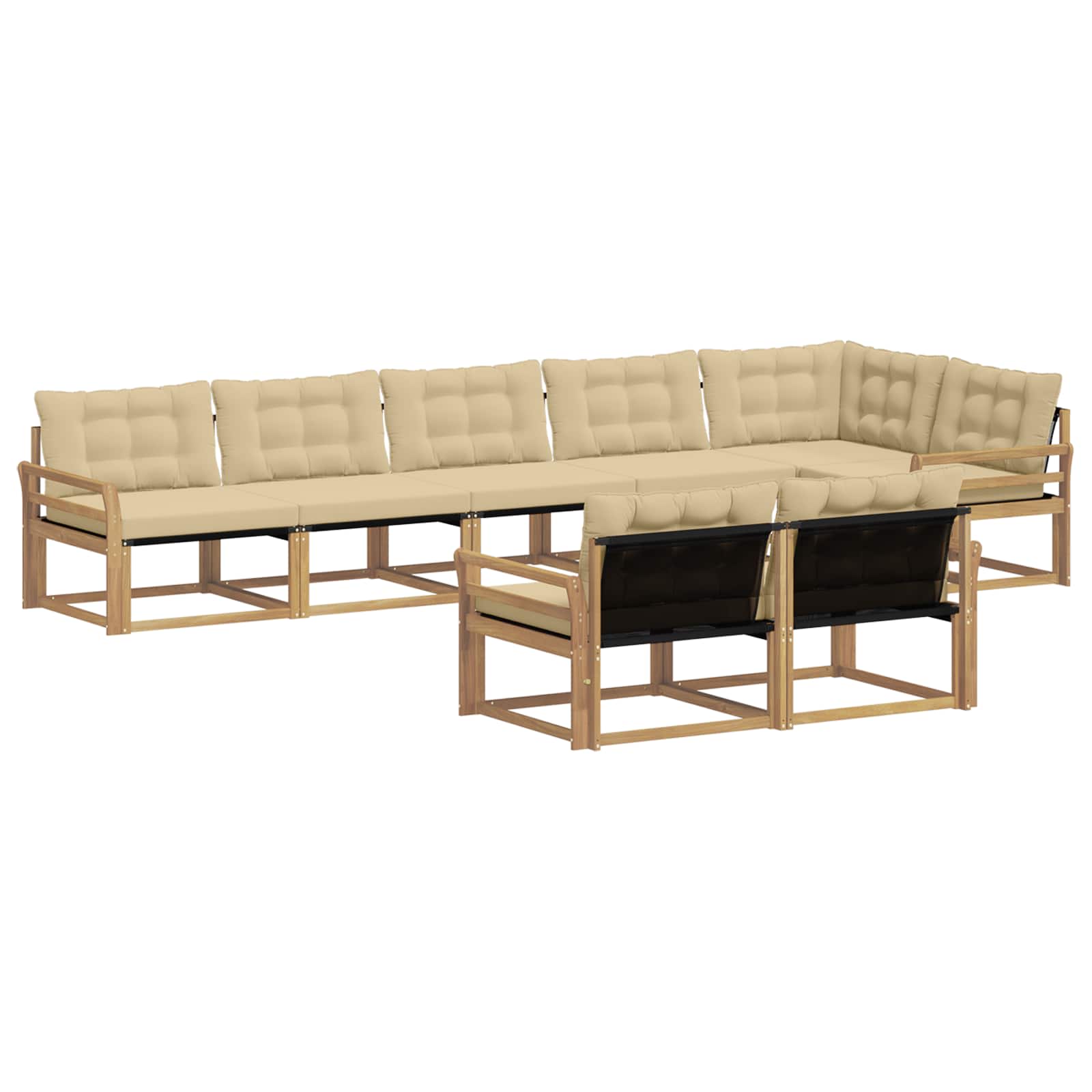 Outdoor-Sofagarnitur mit Kissen 8 pcs Weiß und Beige
