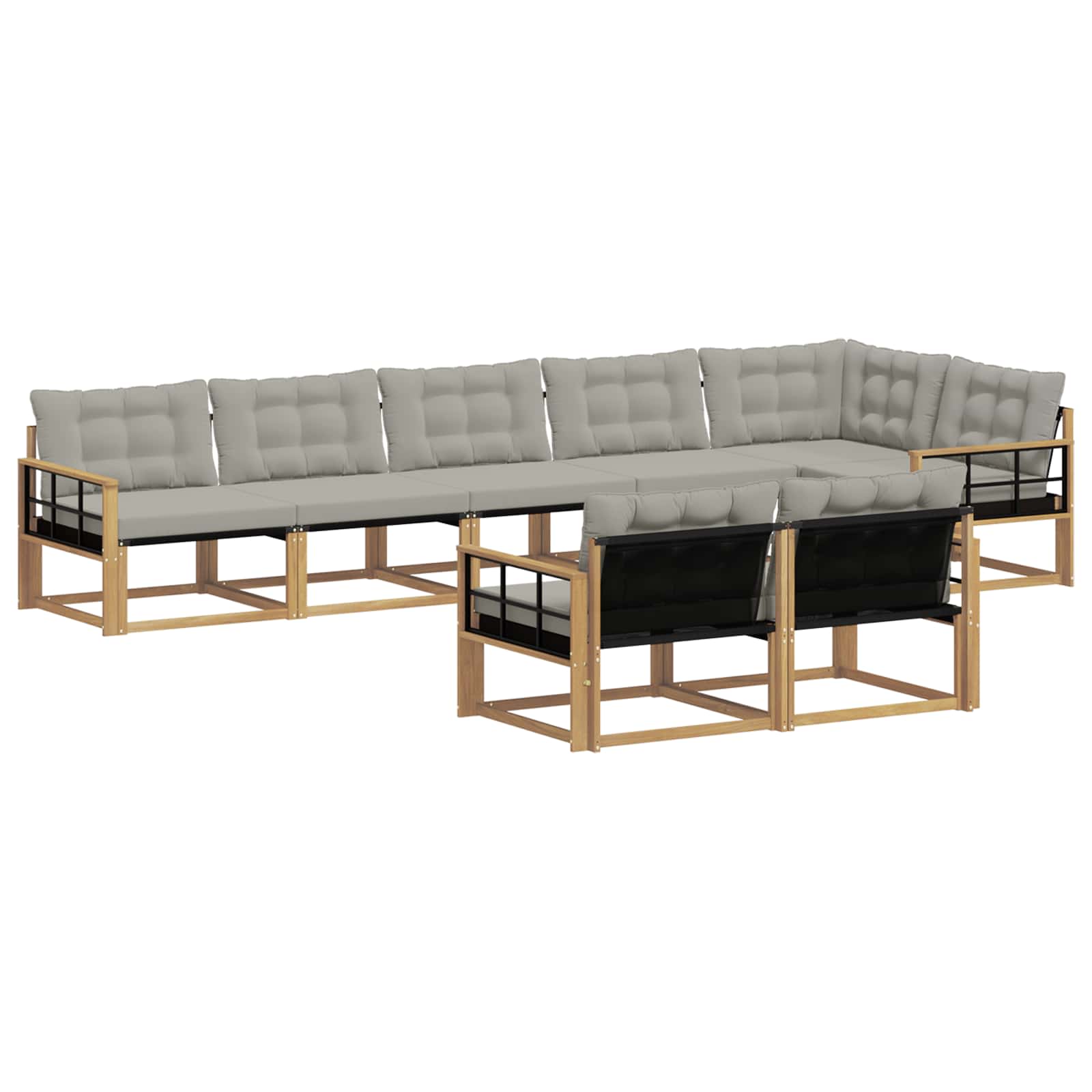 Outdoor-Sofagarnitur mit Kissen 8 pcs Weiß und Hellgrau