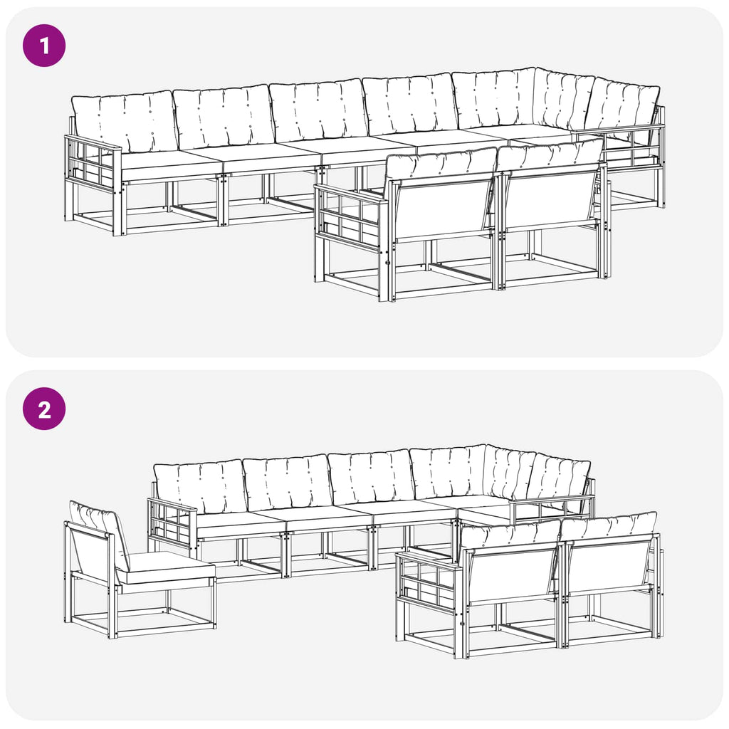 Outdoor-Sofagarnitur mit Kissen 8 pcs Weiß und Schwarz