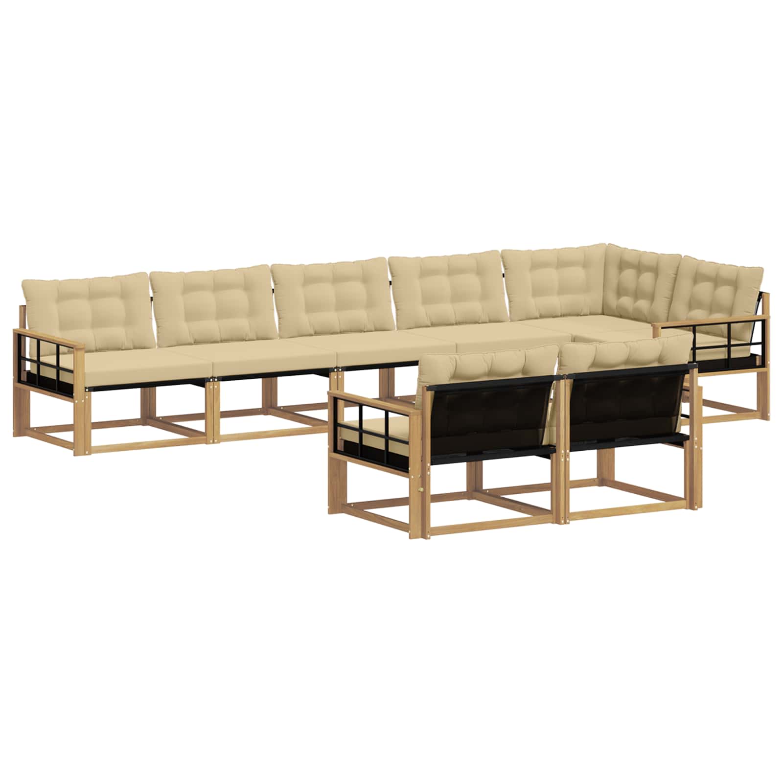 Outdoor-Sofagarnitur mit Kissen 8 pcs Weiß und Beige