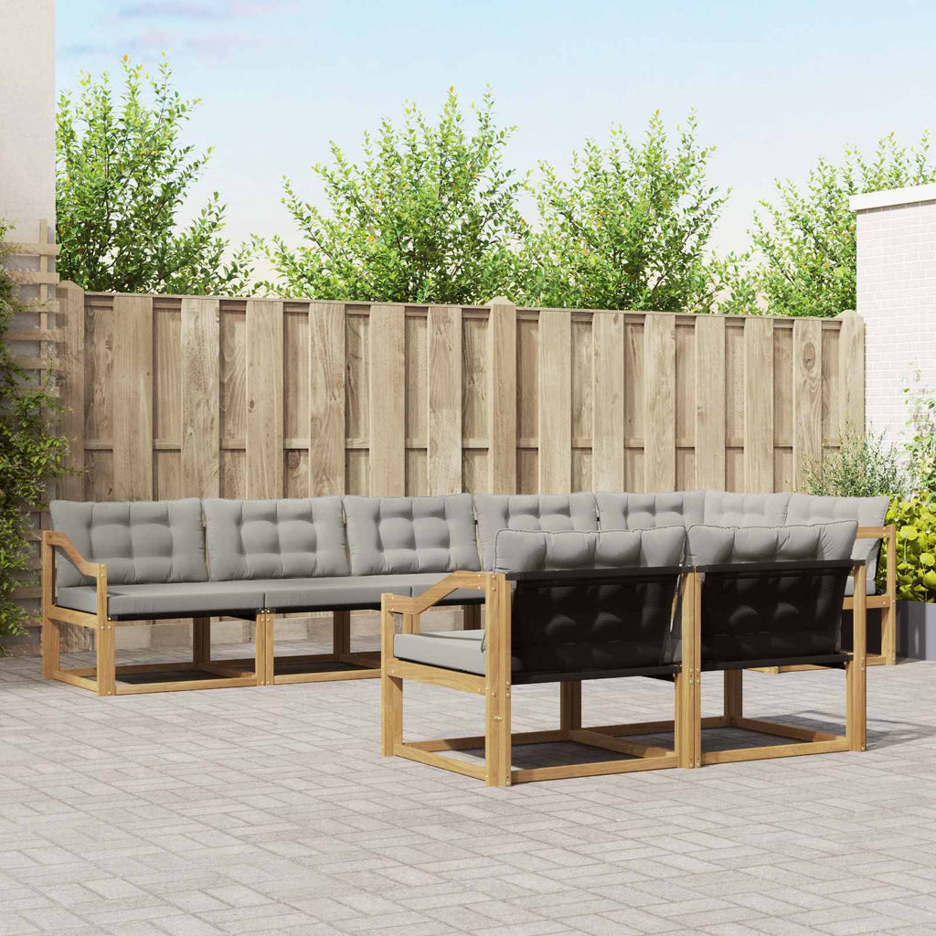 Outdoor-Sofagarnitur mit Kissen 8 pcs Weiß und Hellgrau
