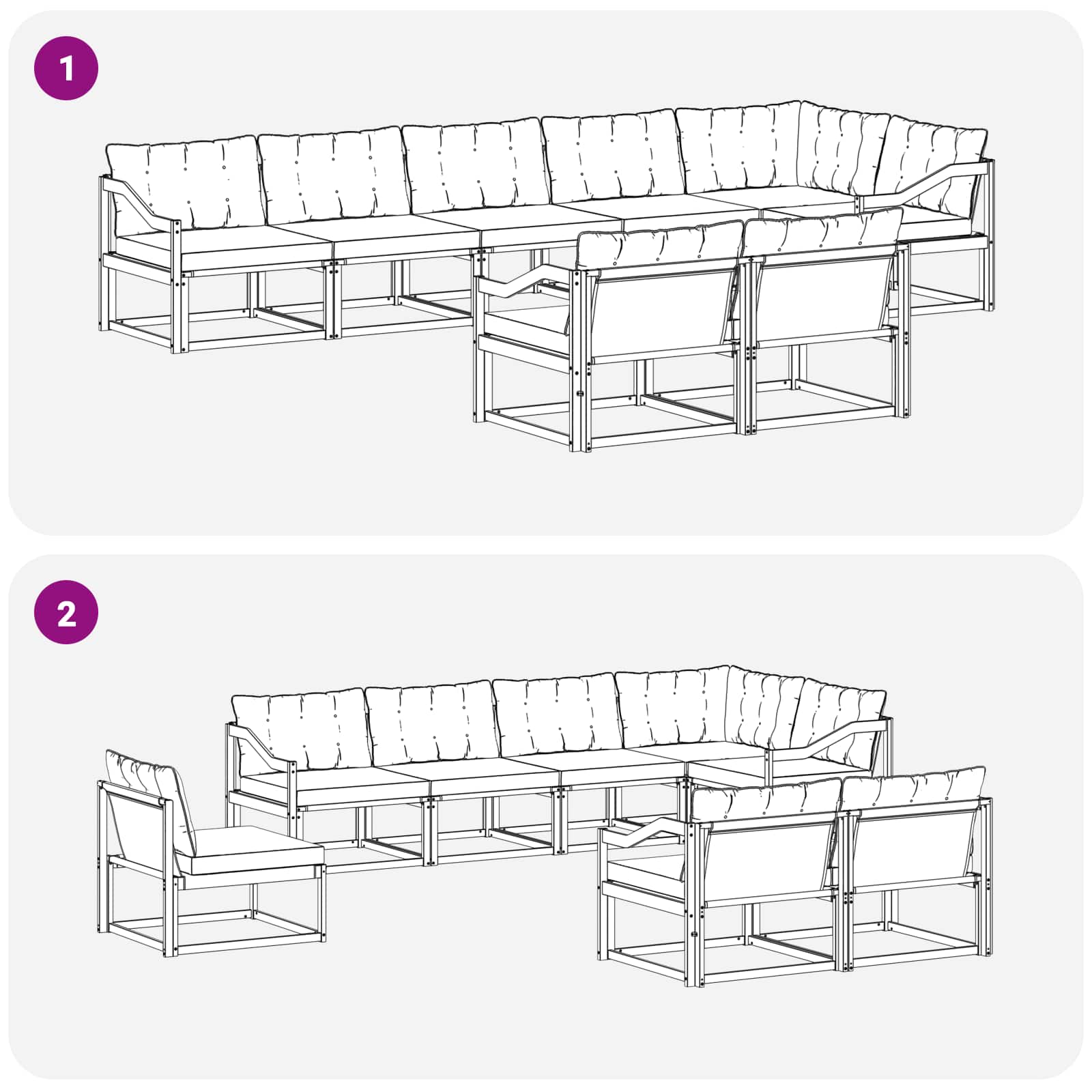Outdoor-Sofagarnitur mit Kissen 8 pcs Weiß und Schwarz