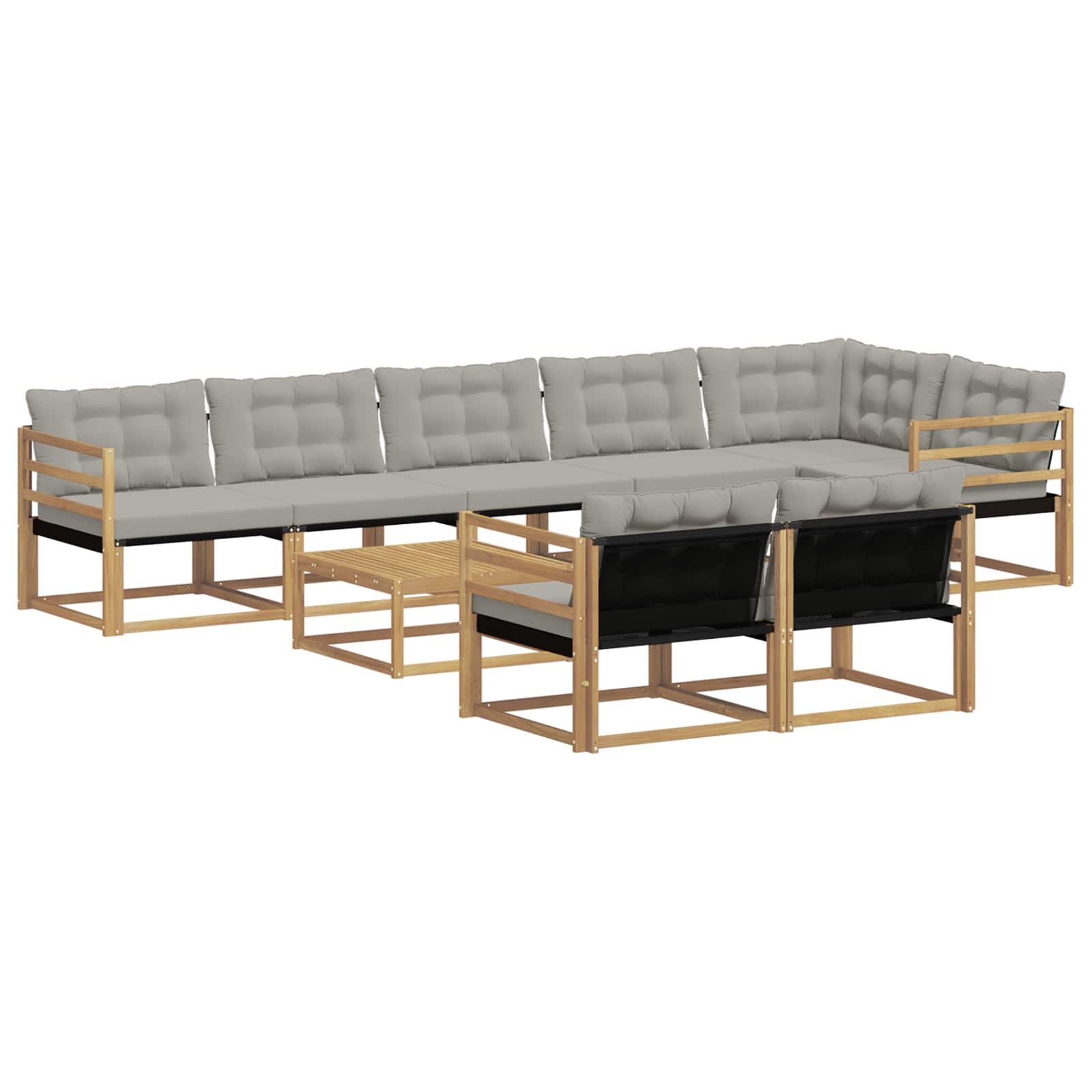 Outdoor-Sofagarnitur 9 pcs Weiß und Hellgrau 79 x 79 x 37 cm