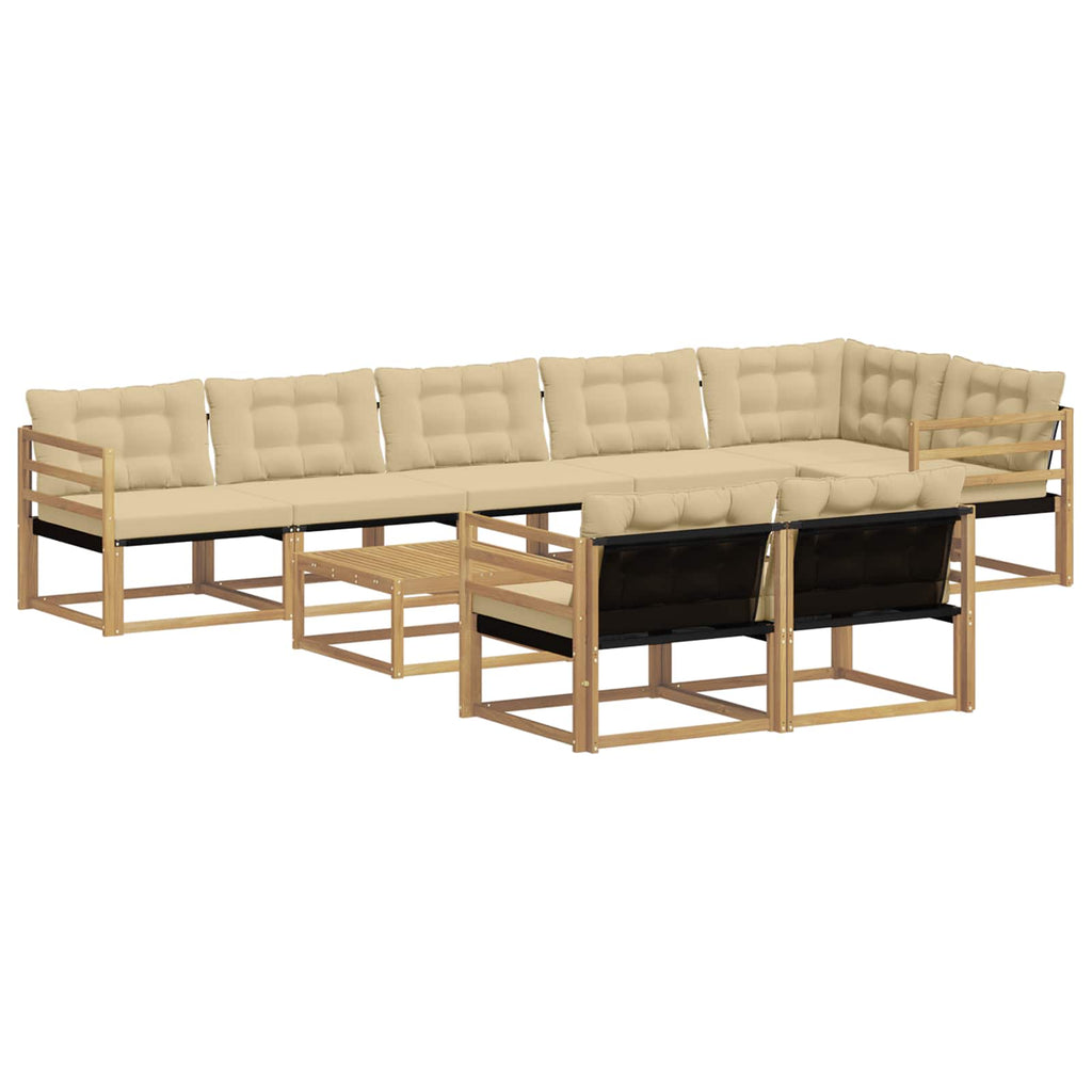 Outdoor-Sofagarnitur 9 pcs Weiß und Beige 79 x 79 x 37 cm