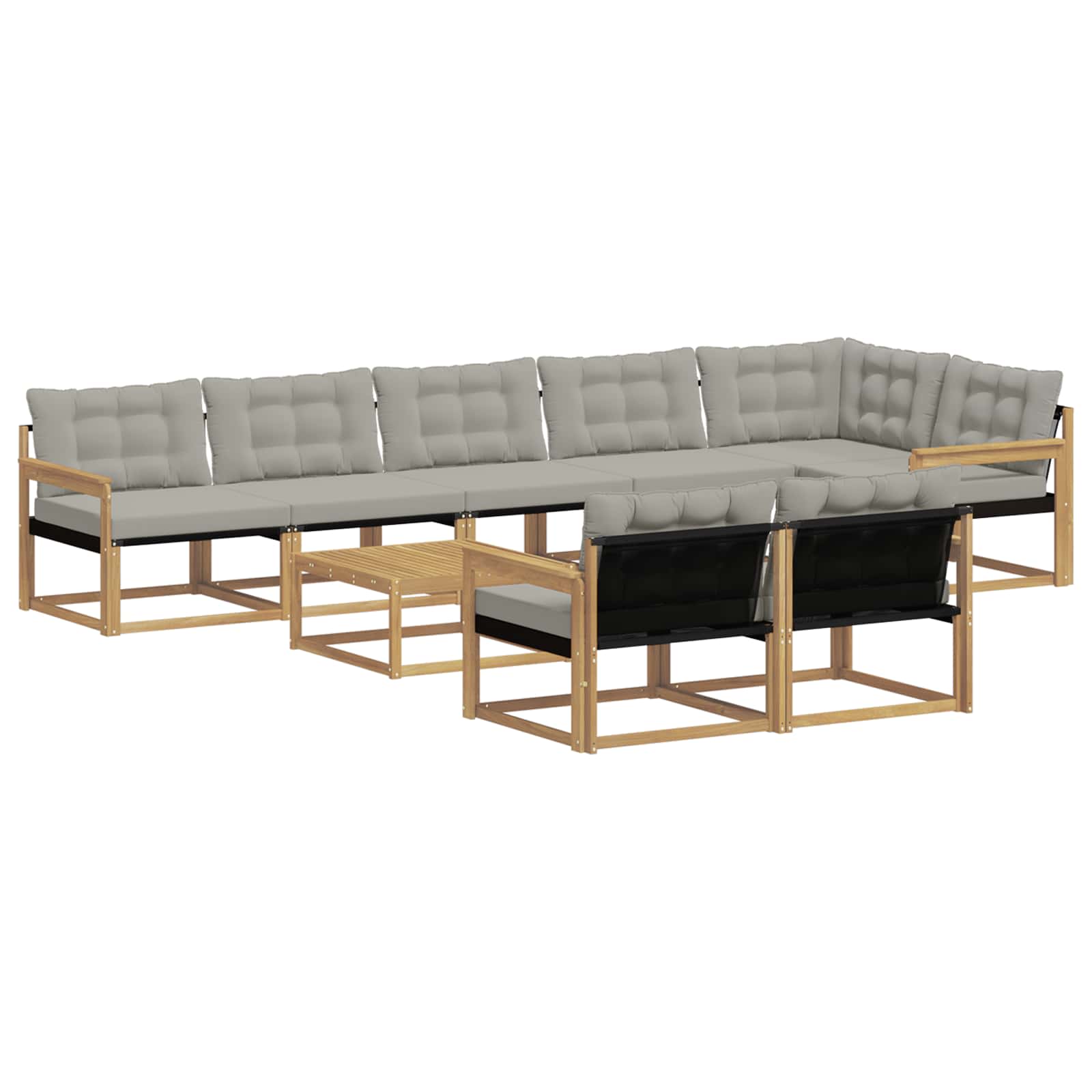 Outdoor-Sofagarnitur 9 pcs Weiß und Hellgrau 79 x 79 x 37 cm