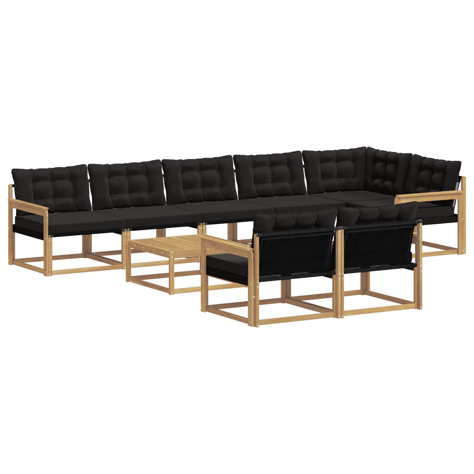 Outdoor-Sofagarnitur 9 pcs Weiß und Schwarz 79 x 79 x 37 cm