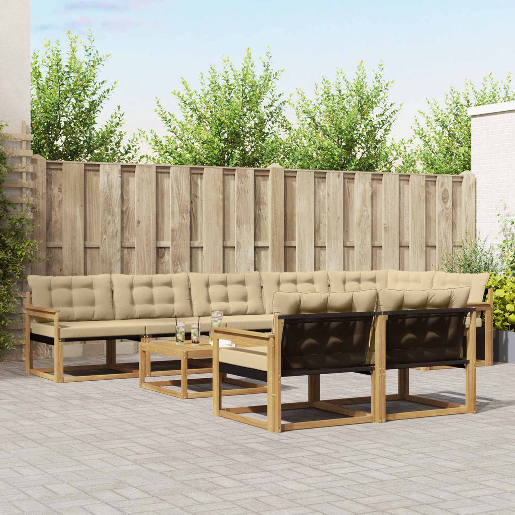 Outdoor-Sofagarnitur 9 pcs Weiß und Beige 79 x 79 x 37 cm