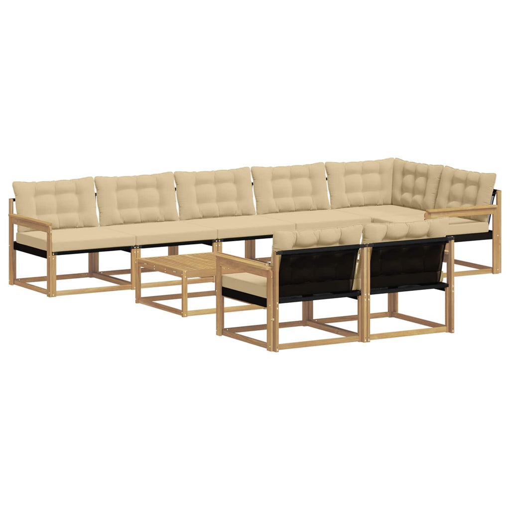 Outdoor-Sofagarnitur 9 pcs Weiß und Beige 79 x 79 x 37 cm